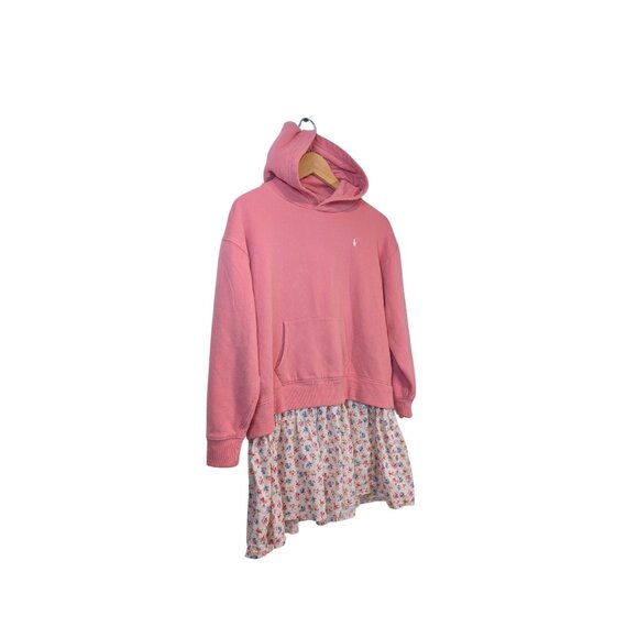 Polo Ralph Lauren Girls Size Large Hoodie Sweatshirt Dress Pink Floral Skirted - Picture 3 of 9